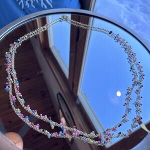 Talbots - Festive multicolored double strand rainbow bead necklace